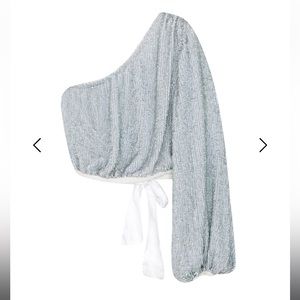 Retrofete Kathleen Sequin Top - XS, Ice Silver, EUC